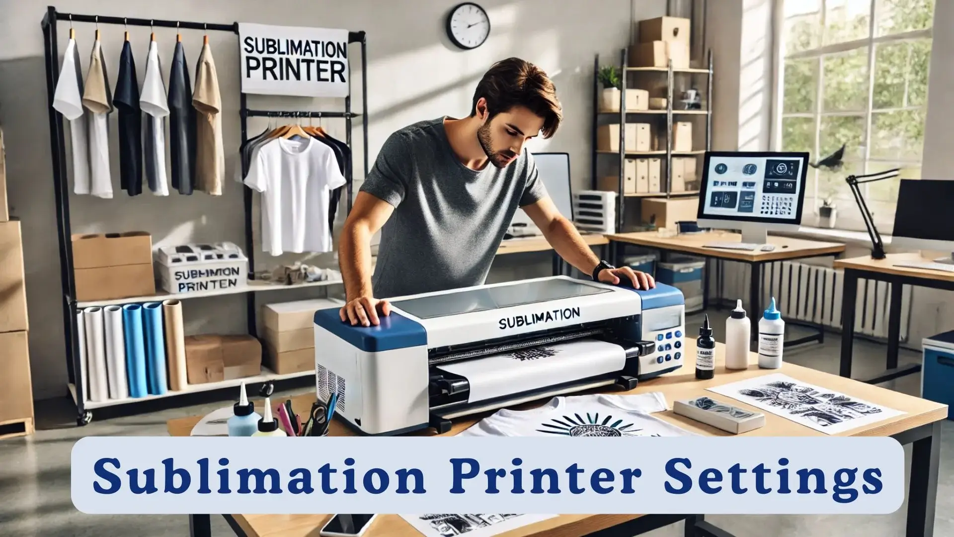 A man prepares the Sublimation Printer settings.