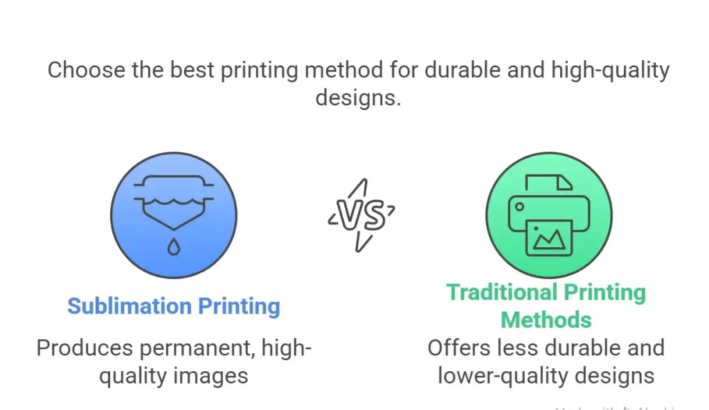 Infographic on visual selection for sublimation printing.