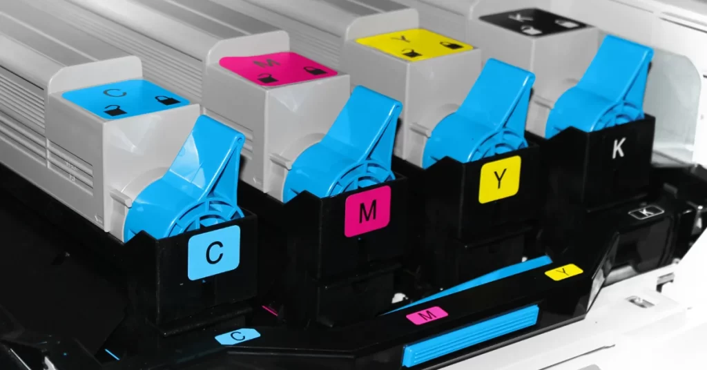 four sublimation inks i a printer. 