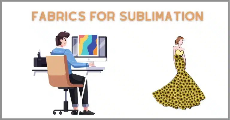 A man working on sublimation designs on clothes while a girl wears the resulting dress.