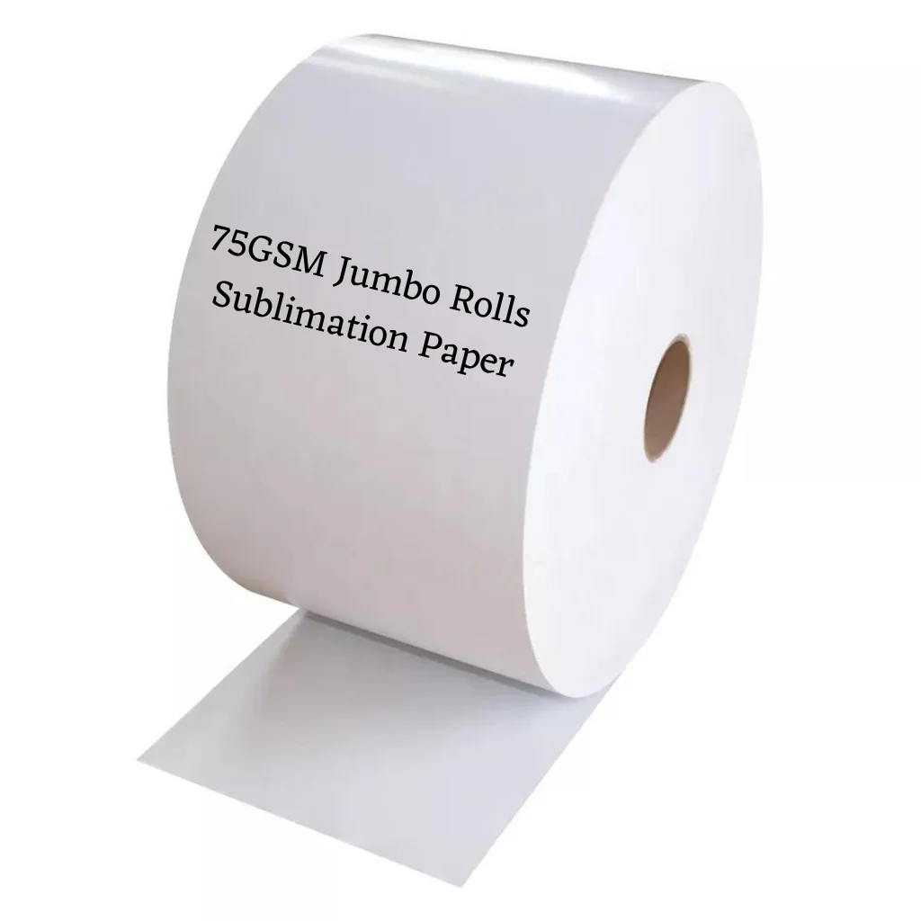 A 75GSM Jumbo Rolls Sublimation Paper with white background.