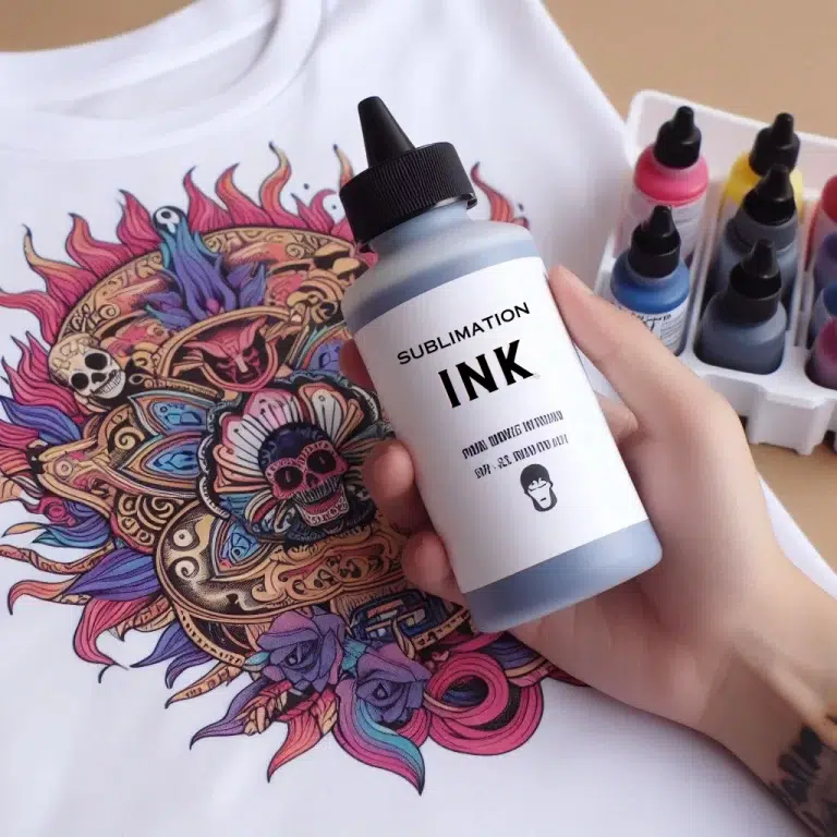 A sublimation ink and a shirt with designs.