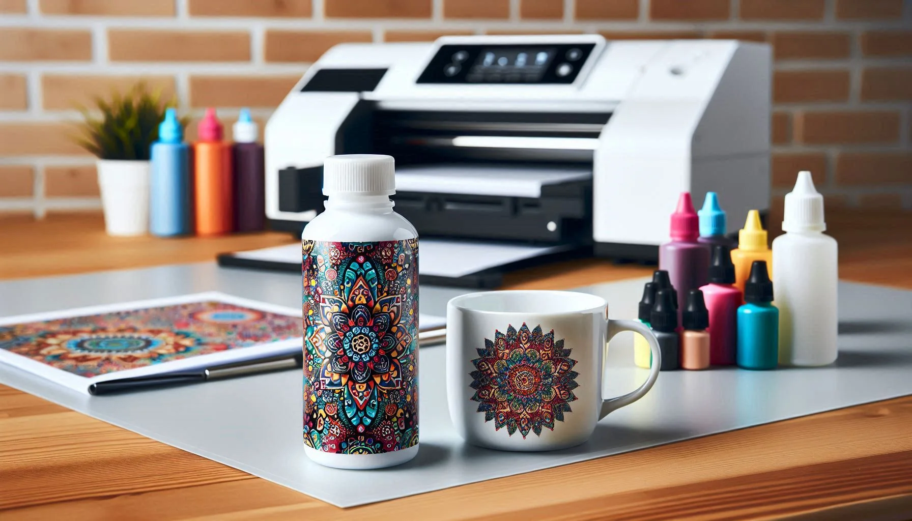 A sublimation printer with Polycrylic for Sublimation.