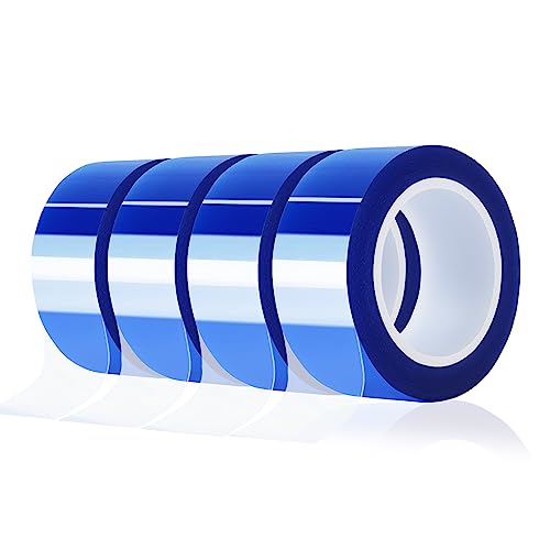 Four rolls of 20mm x 16m (52FT) blue heat tape, high temperature resistant, designed for heat sublimation press and vinyl applications, with no residue.