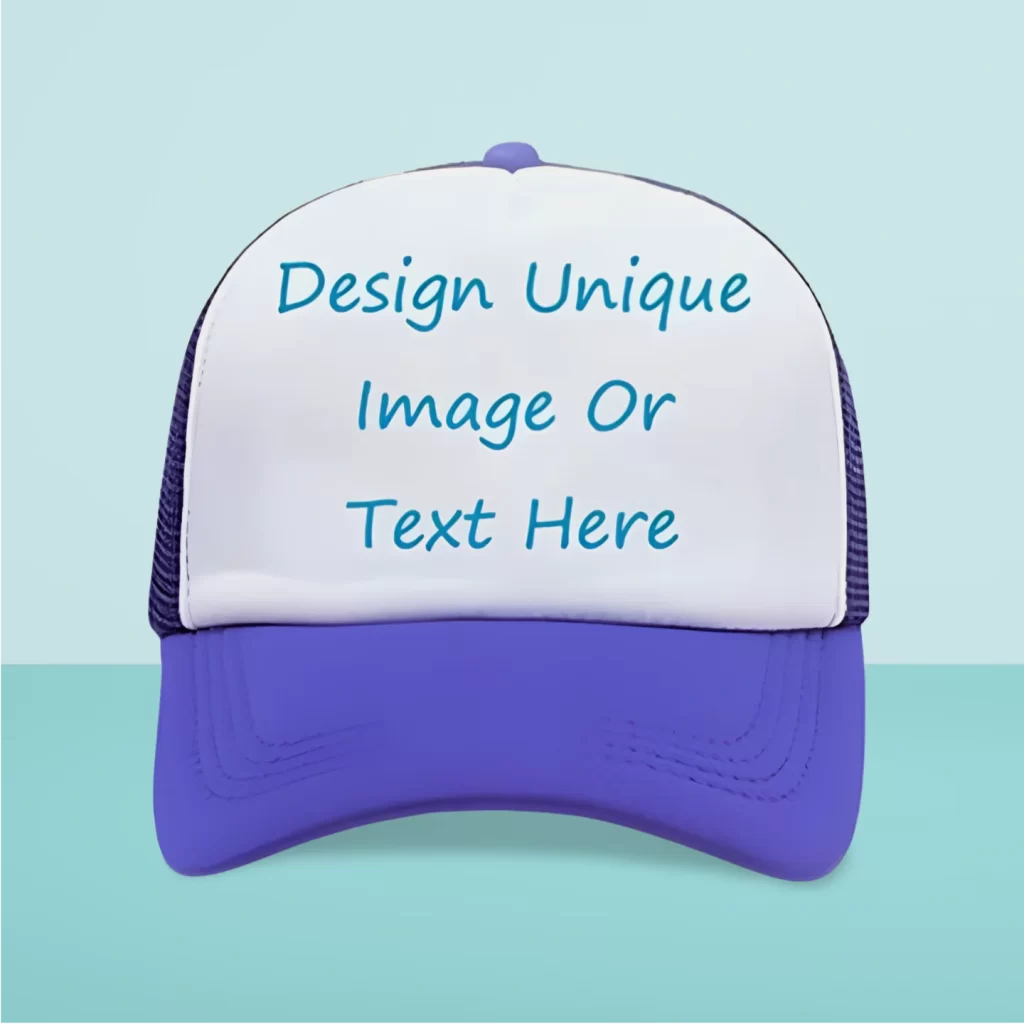 A cap for custom apparel products.