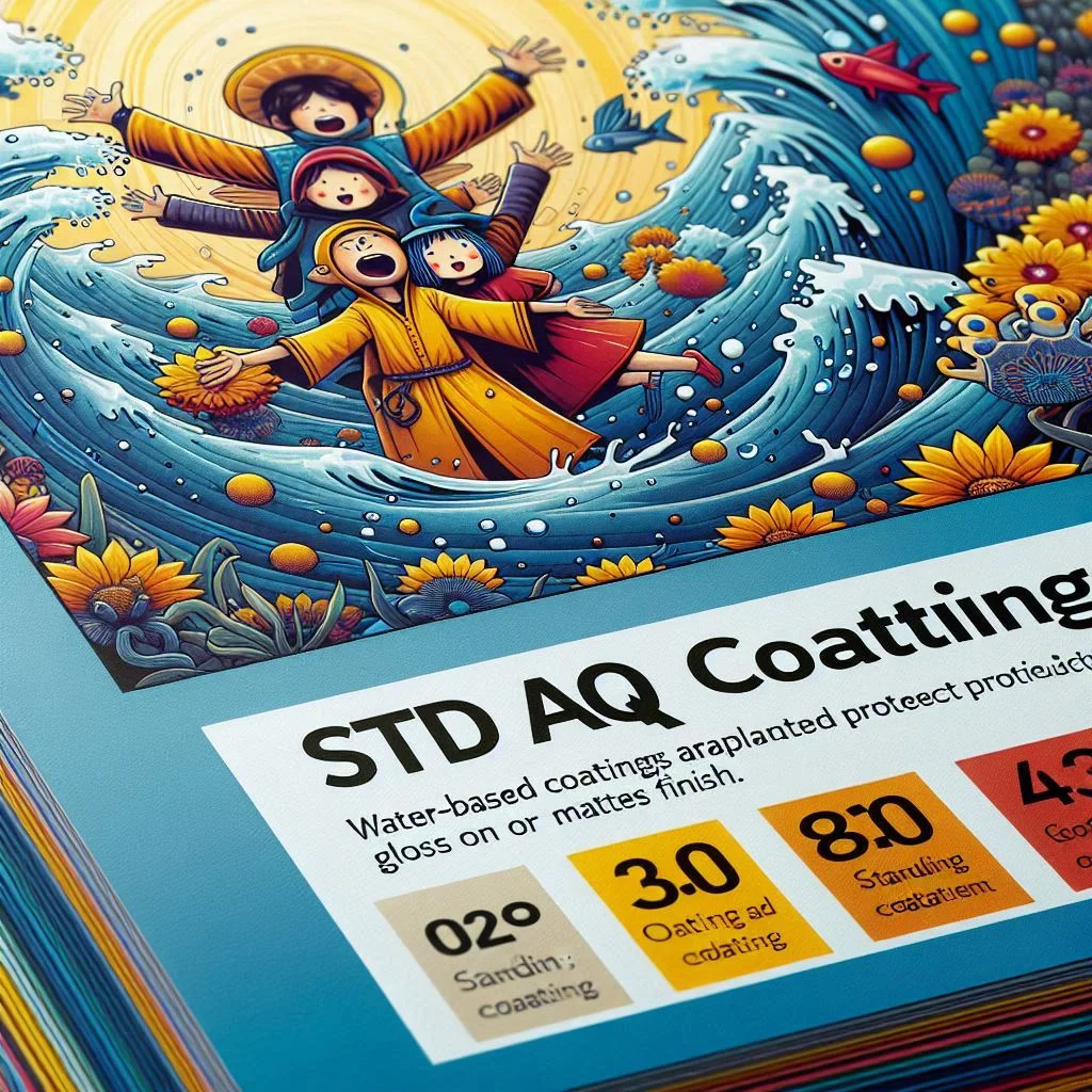 STD likely stands for "Standard", AQ for "Aqueous" Water-based coatings applied to printed materials Provide protection and can add gloss or matte finish.