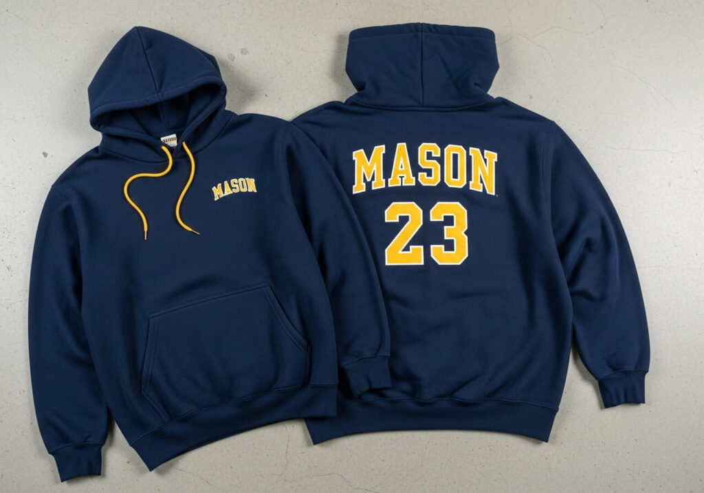 Custom sublimation hoodie with name and sports number.