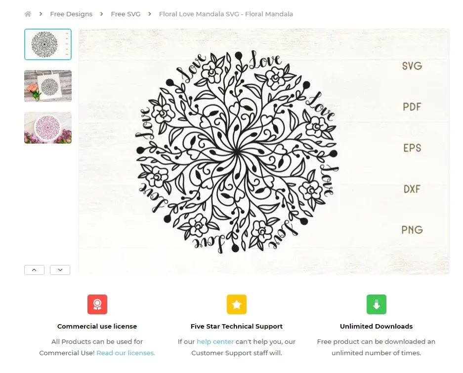 Floral Love Mandala SVG design