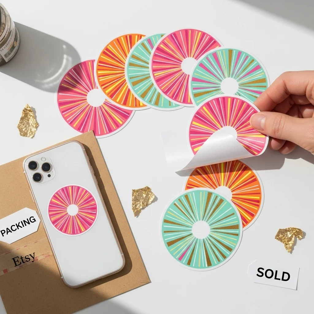Vibrant waterproof sublimation stickers peeled and ready for sale