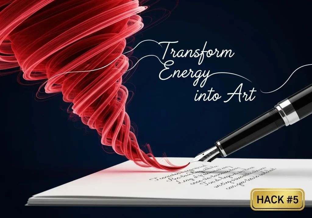 Creative sublimation: intimate energy becoming writing or art.
