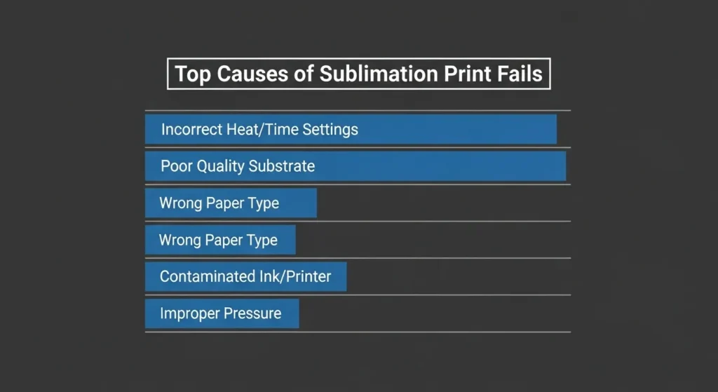 A Top Causes of Sublimation Print Fails visual style guide.