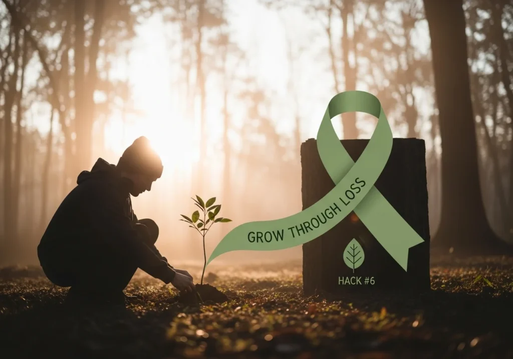 Symbolic grief sublimation: memorial tree representing advocacy.
