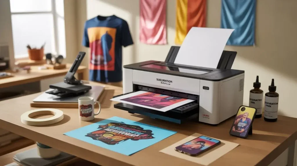A table with all sublimation-printing-tools