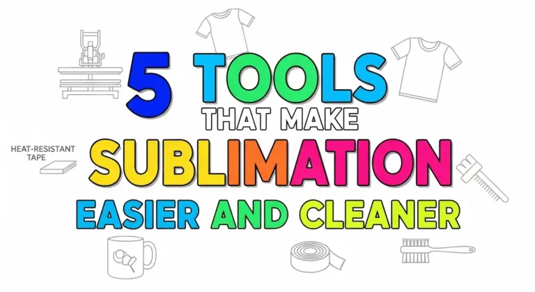 Eye-catching design for sublimation tips featuring bold title and small graphics of sublimation tools.