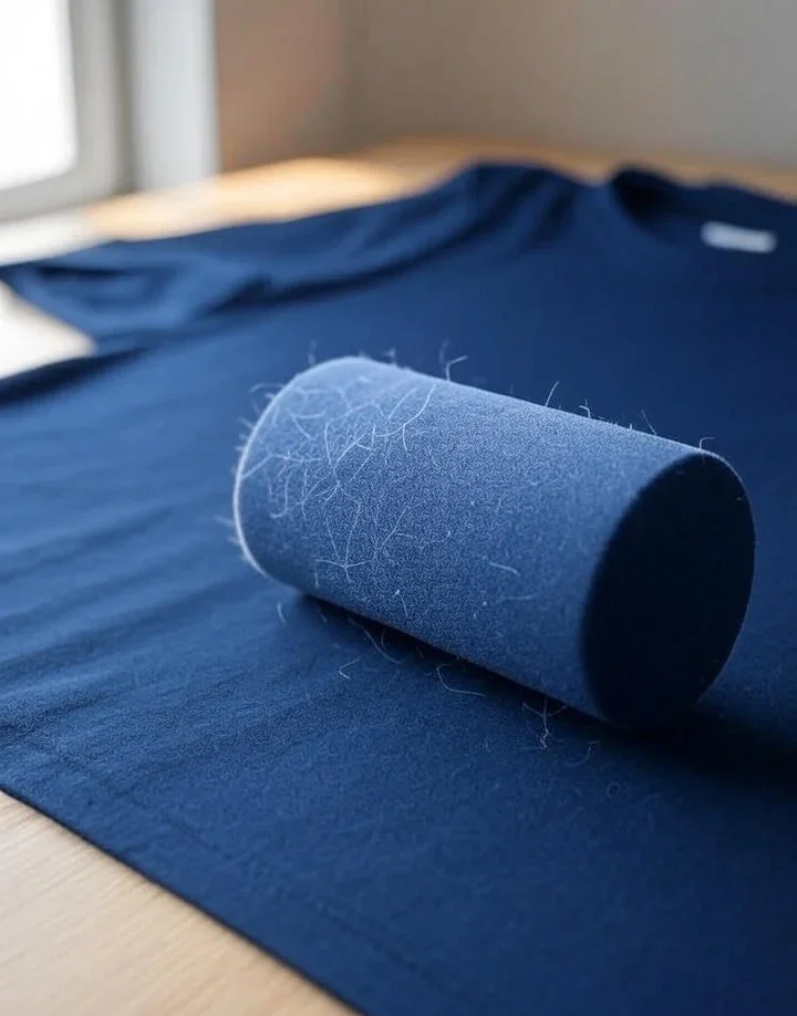 Lint roller removing dust from a shirt before sublimation.