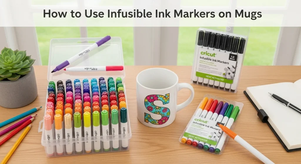 A banner image of How to Use Infusible Ink Markers on Mugs.