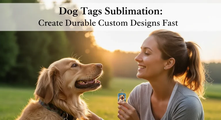 A woman with dog tag smiling face in a lawn with her dog.