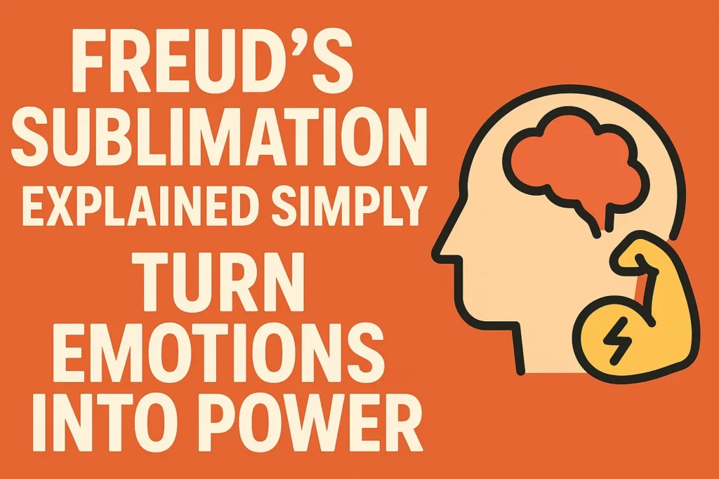 A banner that show Freud's Sublimation Explained Simply Turn Emotions Into Power.