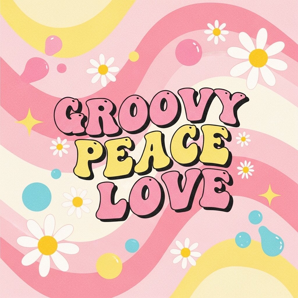 A Pink Retro Groovy Vibes downloadable design.