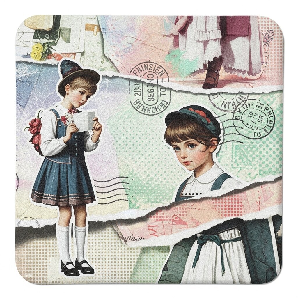 A Vintage Feminine Collage Art design.