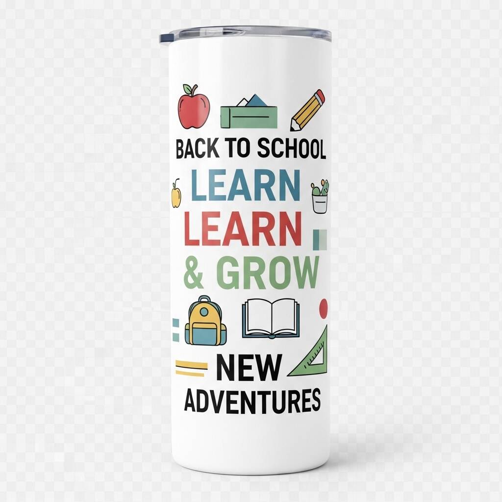Back-to-school sublimation design with clean typography and customizable name text.