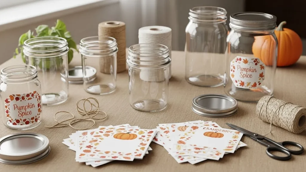 Person making a DIY Thanksgiving gift at a crafting table.