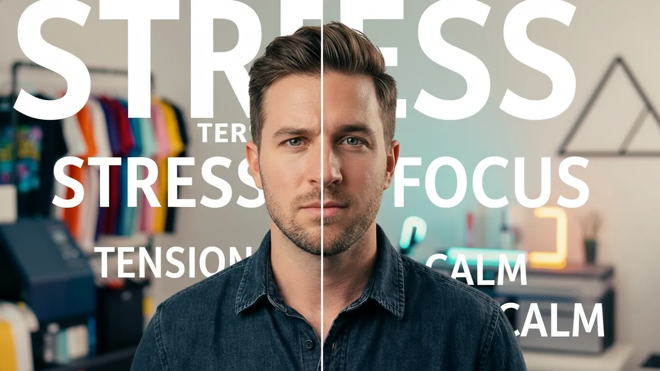 A person transitioning from emotional stress to calm focus, with the title Emotional Sublimation Explained displayed on the image.