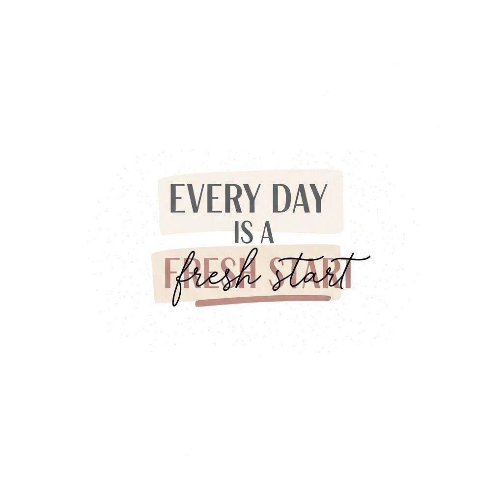 Minimal sublimation typography design with a calming quote about new beginnings in soft neutral tones.