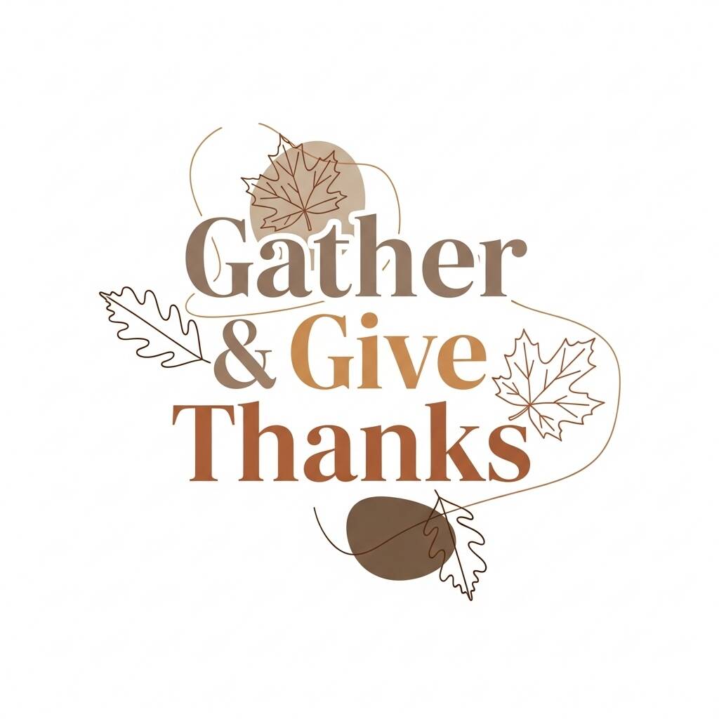 Thanksgiving sublimation quote design with warm neutral tones and leaf accents.