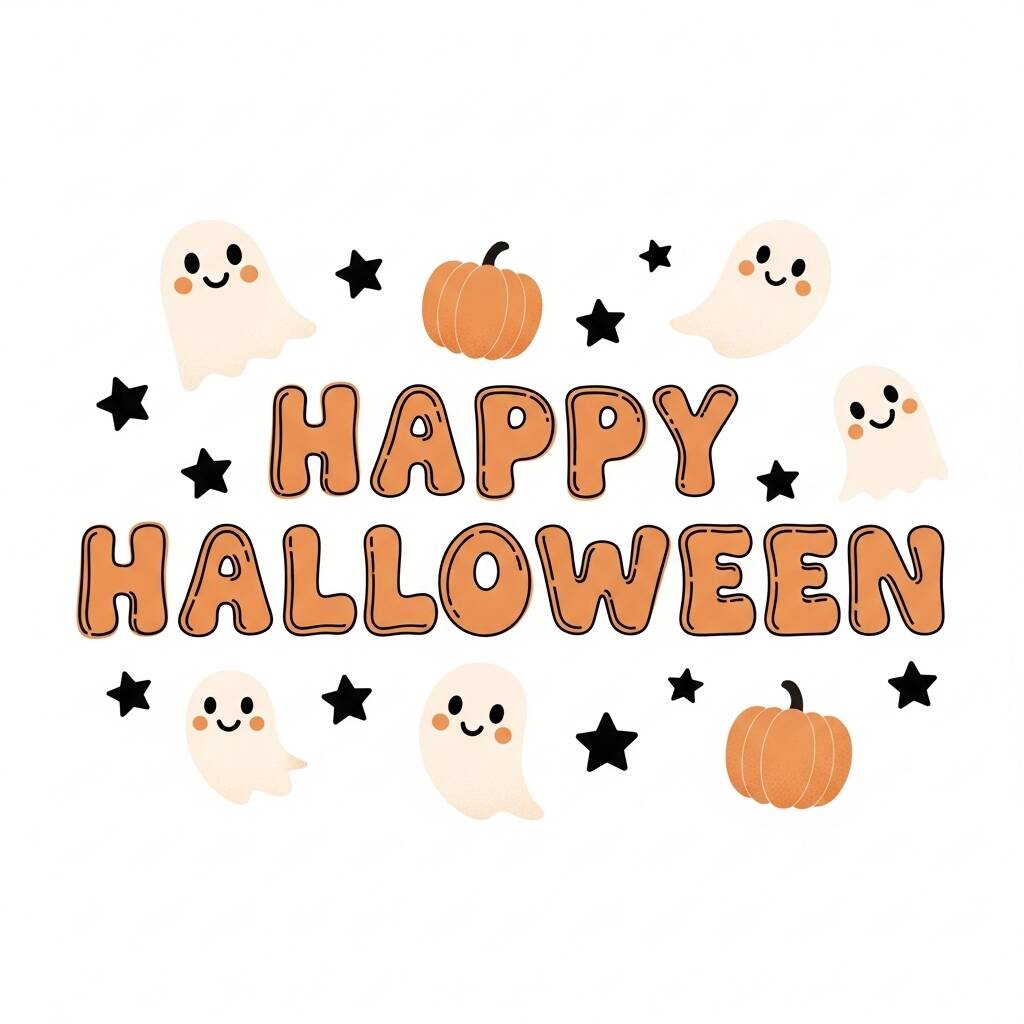 A lighthearted Halloween design that prints great on kids shirts and treat bags.