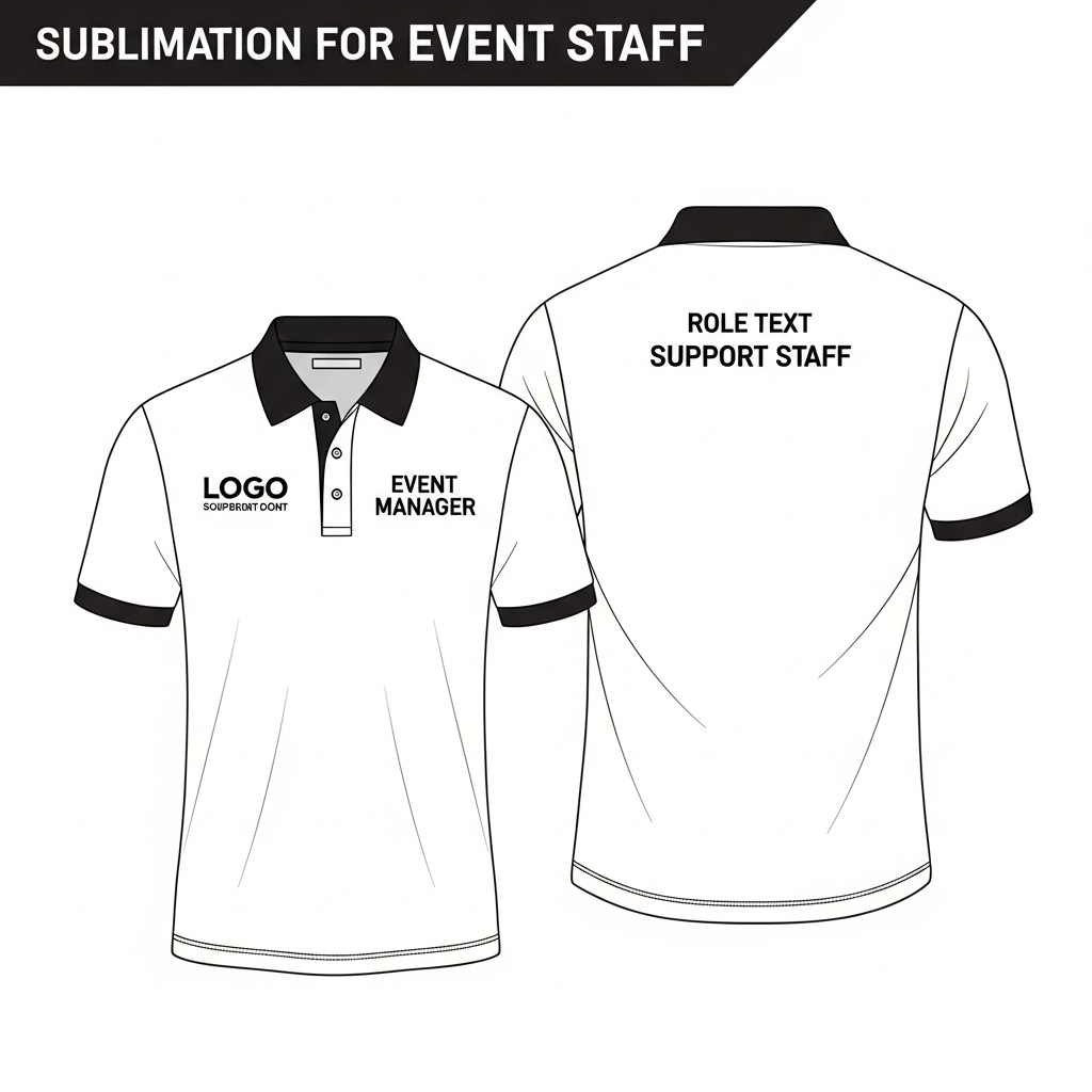 School or team emblem sublimation design for polyester polo shirts with left chest placement.