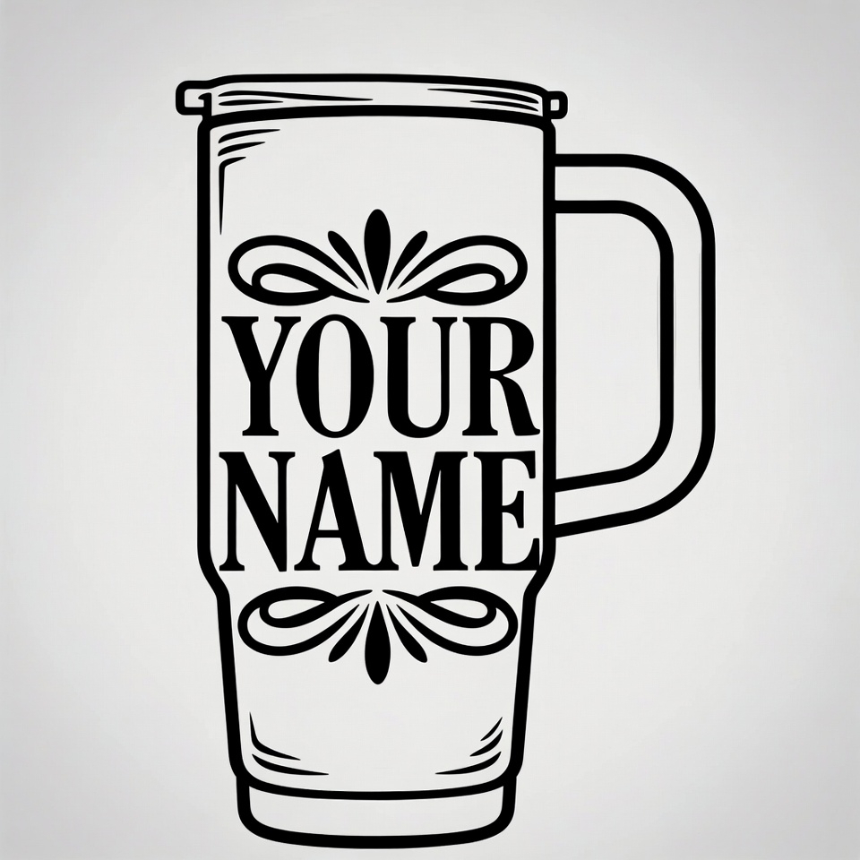 Personalized name sublimation wrap design for a tumbler with clean typography.