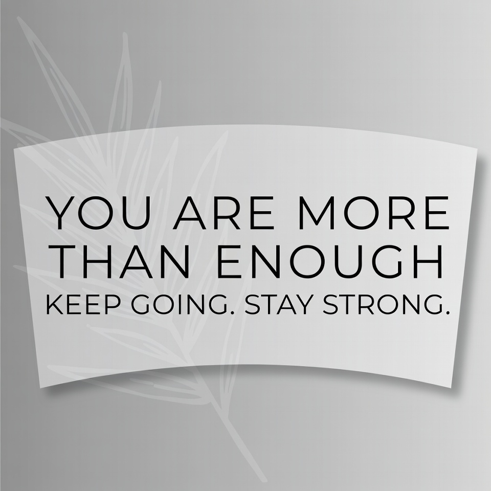 Motivational quote sublimation design formatted to wrap cleanly around a tumbler.