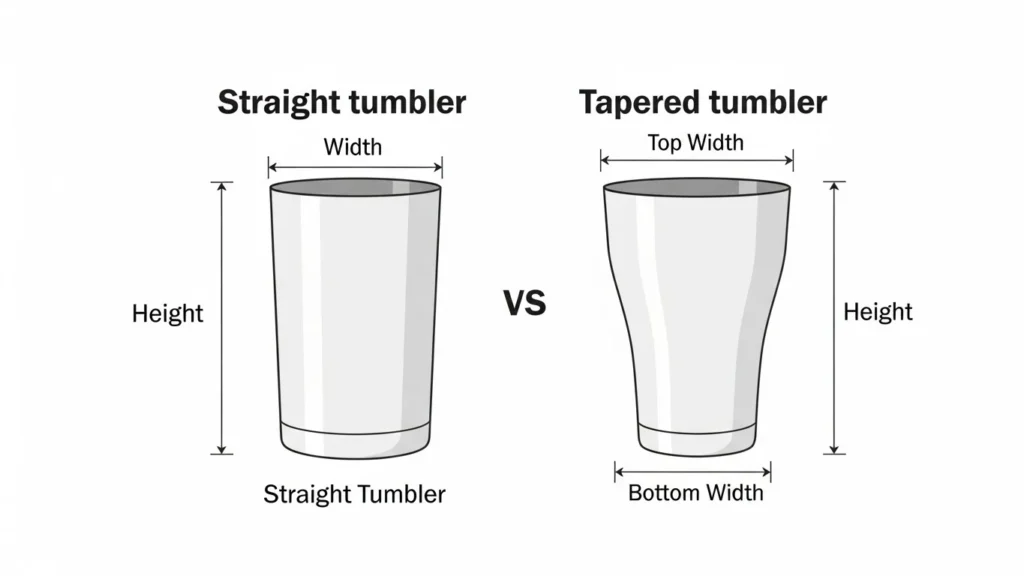 A Straight vs Tapered Tumbler Comparison Diagram