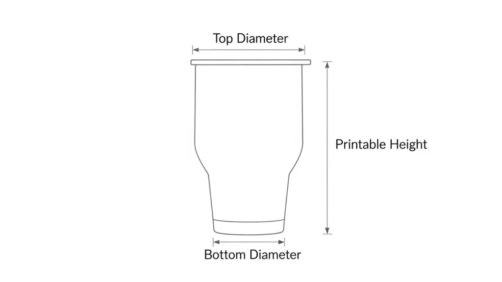 A Tapered Tumbler Measurement Diagram