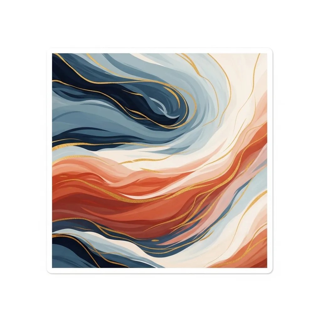 Abstract painting style sticker with flowing brush strokes and blended earthy colors.