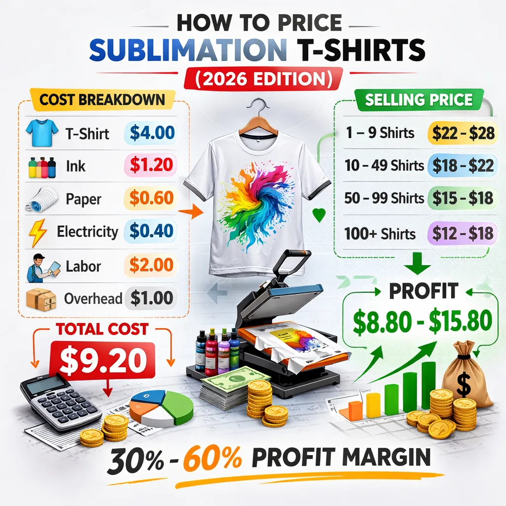 Infographic showing sublimation t-shirt cost breakdown