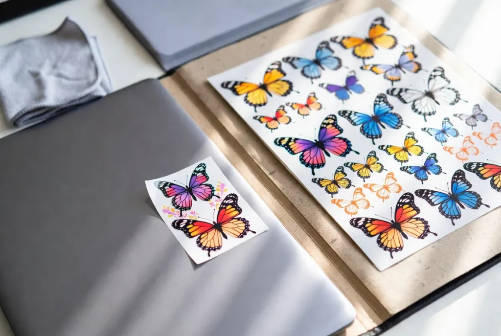 Proper care tips for long-lasting sublimation stickers including clean surfaces and correct storage