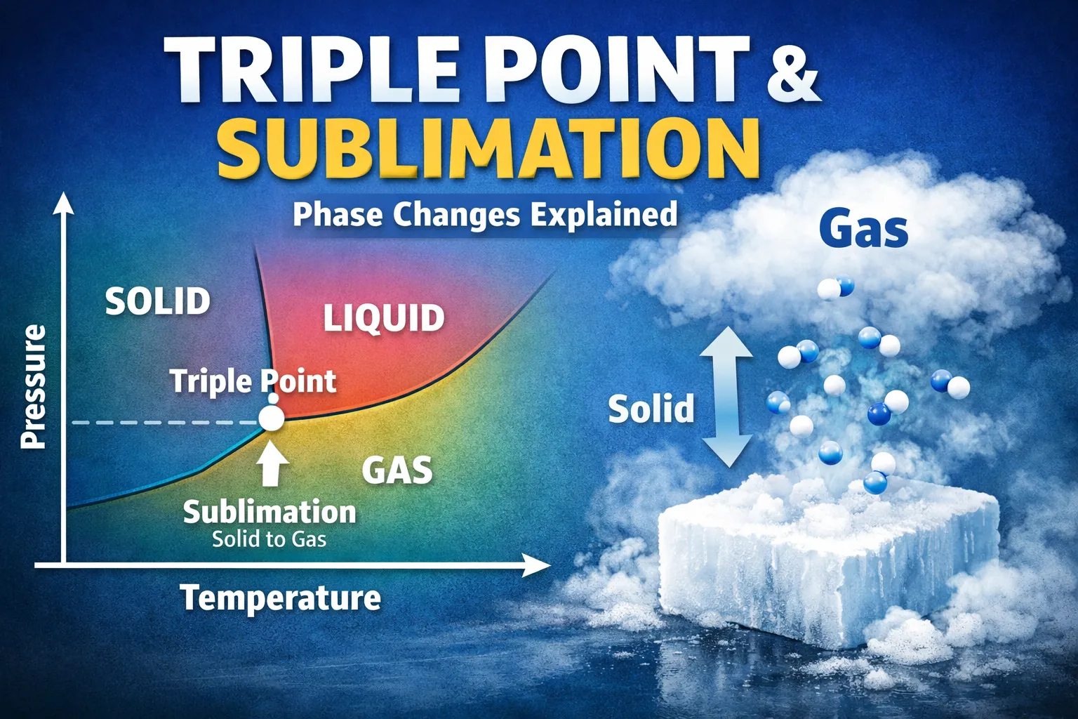 A visual banner of Triple Point and Sublimation Why Pressure Determines Phase Change.