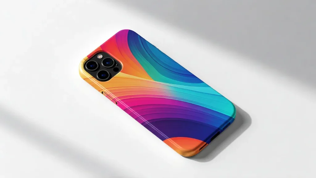 Glossy sublimation phone case with vibrant custom design.