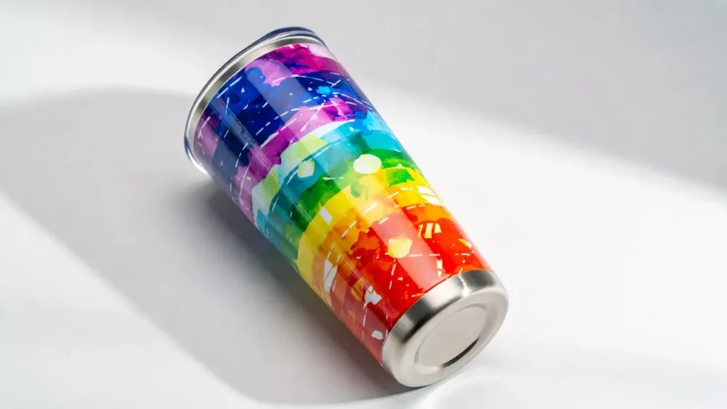 20 oz skinny sublimation tumbler with glossy full-wrap design.