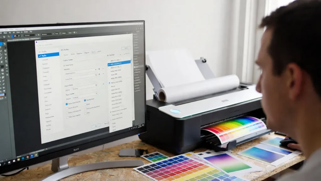 Installing ICC color profile for a new sublimation ink brand to ensure accurate color printing.