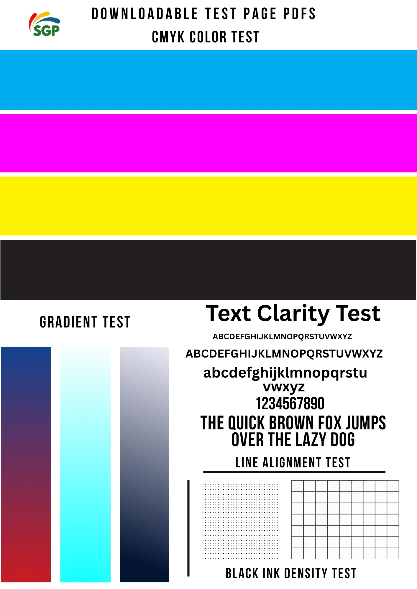 Black and white printer test page