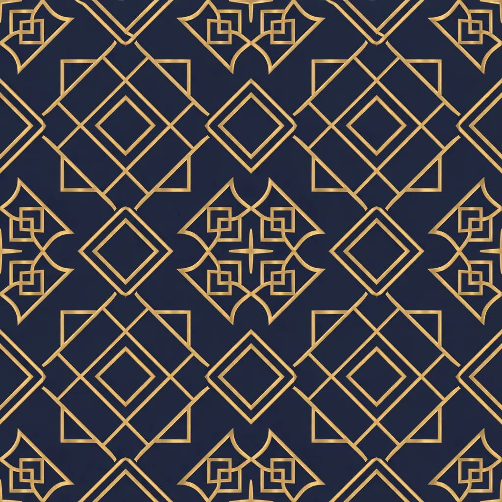 Elegant navy and gold geometric pattern designed for sublimation dress shirts with a clean professional look.