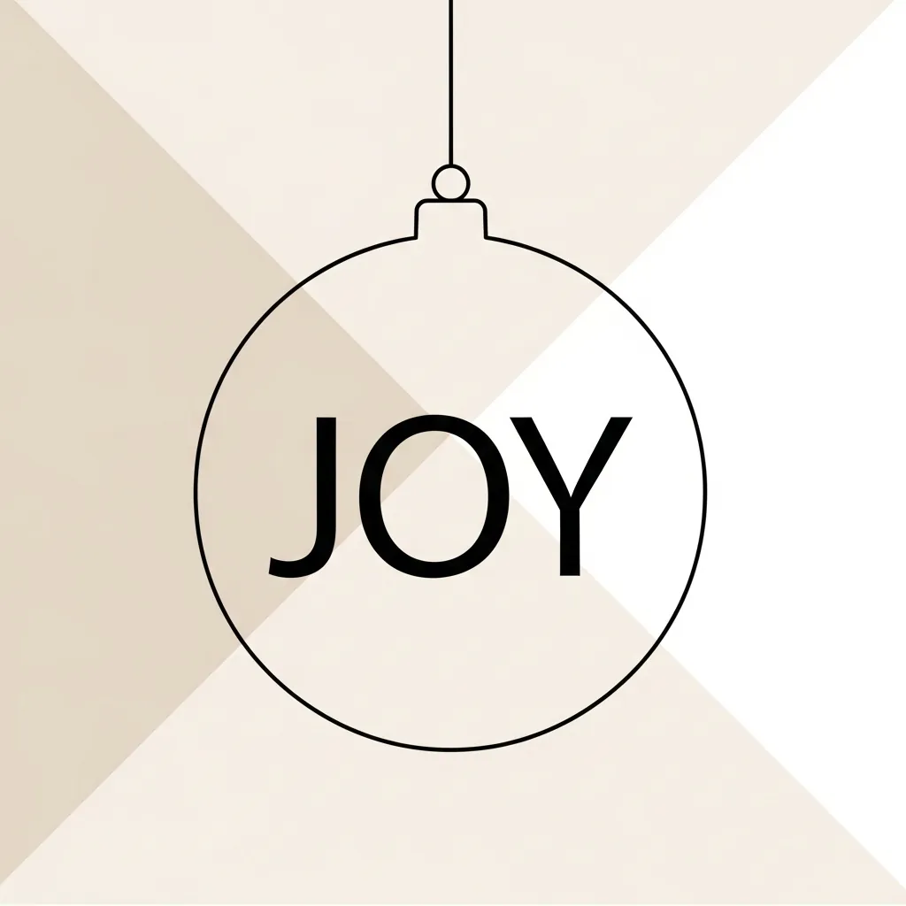 Minimalist Joy ornament design with modern typography and neutral color palette