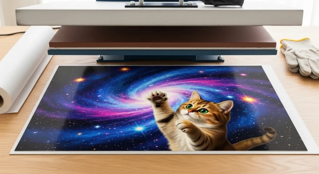 Bright and sharp sublimation design printed on smooth PU leather surface