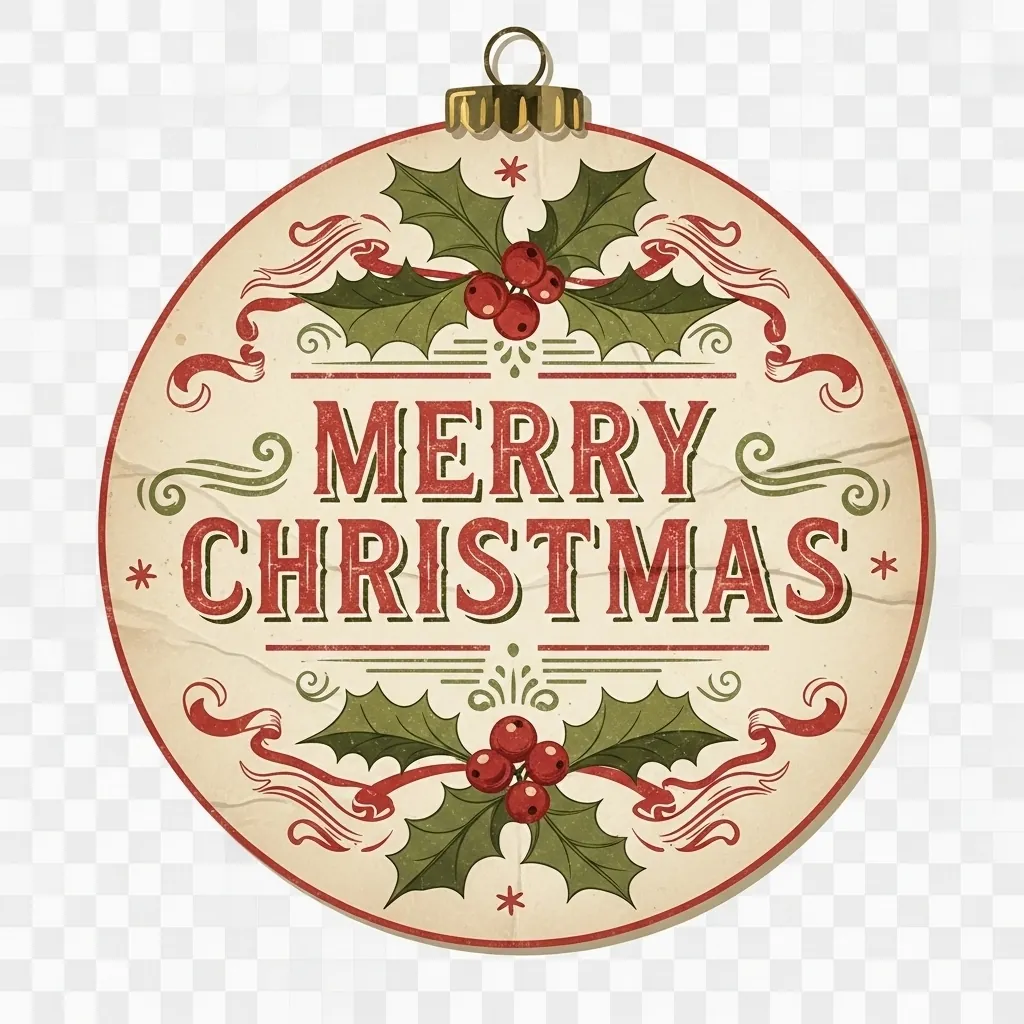Merry and Bright sublimation ornament design with festive typography and snowflake accents preview