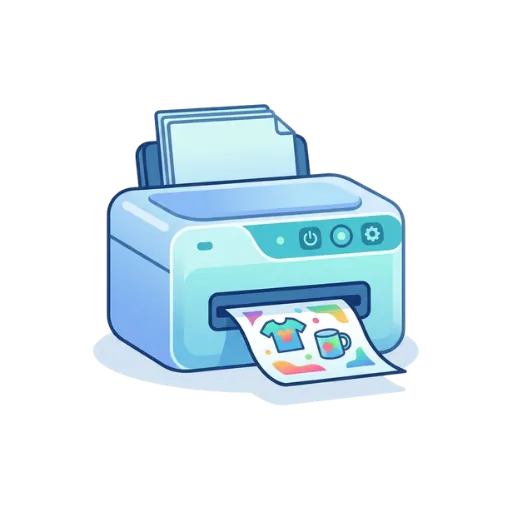 Minimal sublimation printer icon with paper printing from a modern desktop printer.