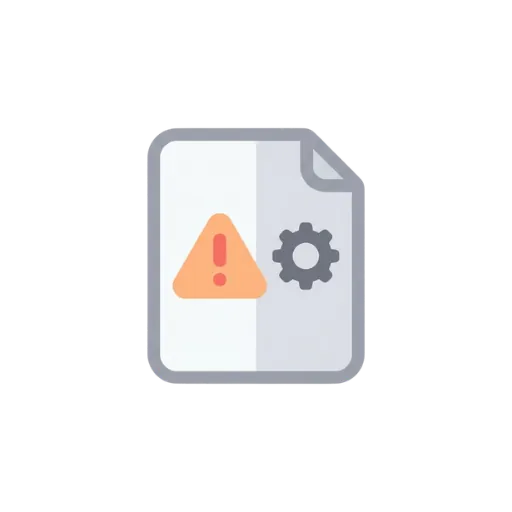 Minimal troubleshooting icon showing a sublimation print sheet with warning and settings symbols.