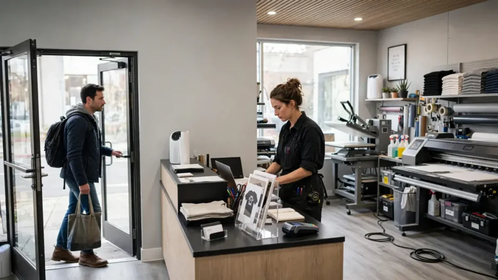 blank wall shop interior